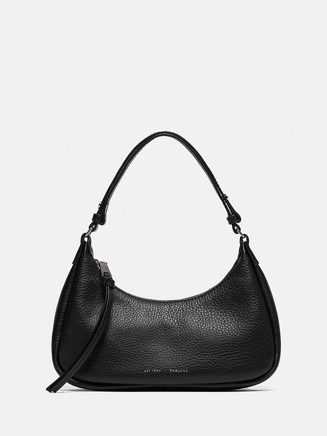 Jigsaw Crescent Small Leather Shoulder Bag, Black