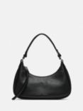 Jigsaw Crescent Small Leather Shoulder Bag, Black