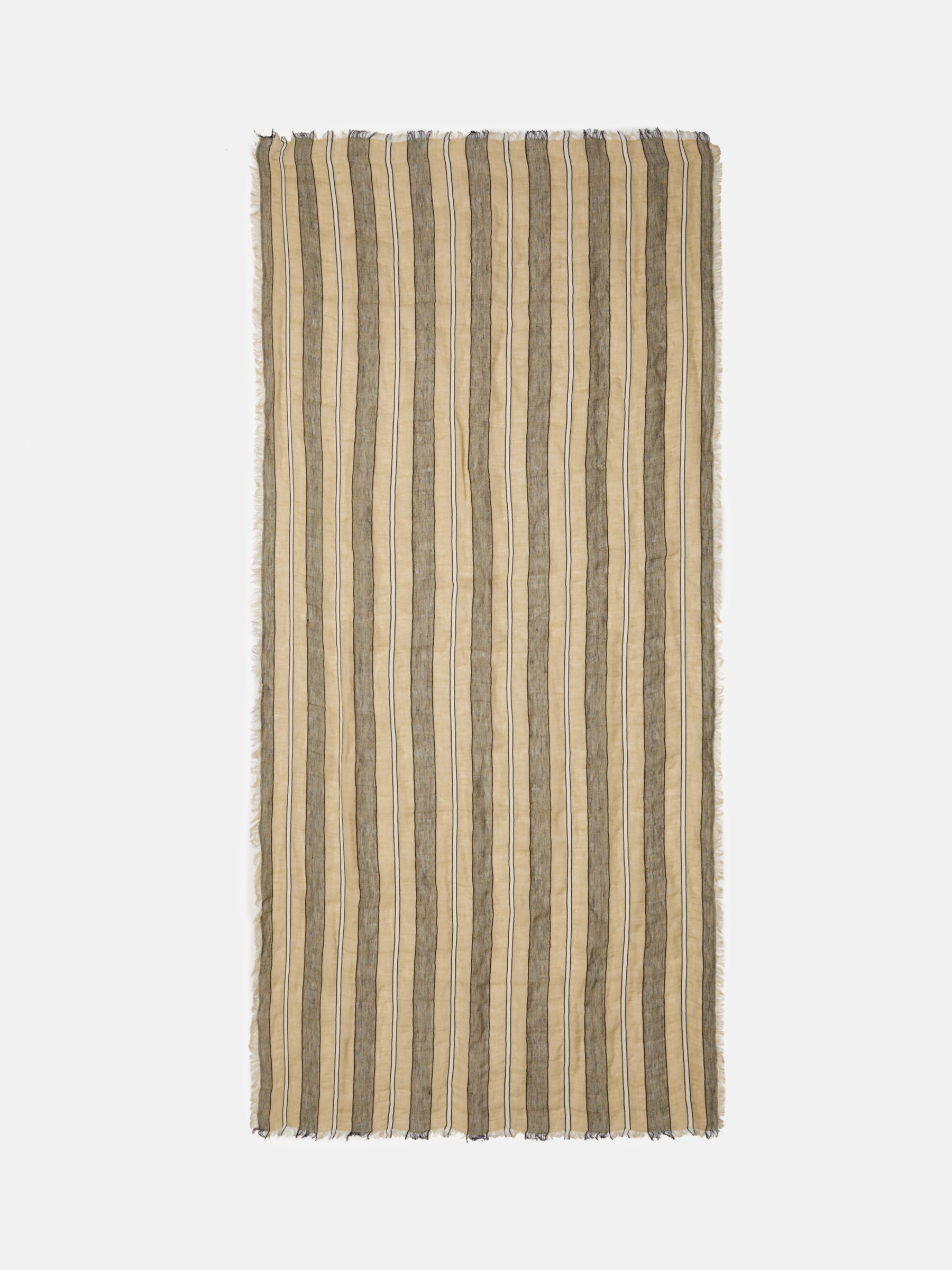 Jigsaw Linen Blend Multi Stripe Scarf, Brown/Multi, One Size