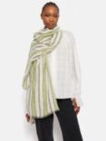 Jigsaw Linen Blend Multi Stripe Scarf, Green/Multi