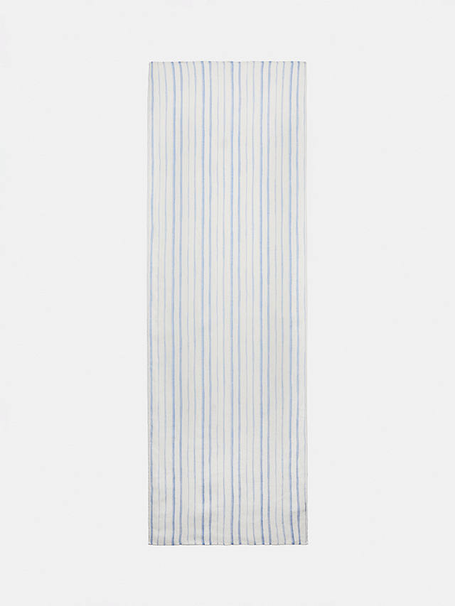 Jigsaw Striped Linen Scarf, Blue/Ivory