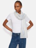 Jigsaw Striped Linen Scarf, Blue/Ivory