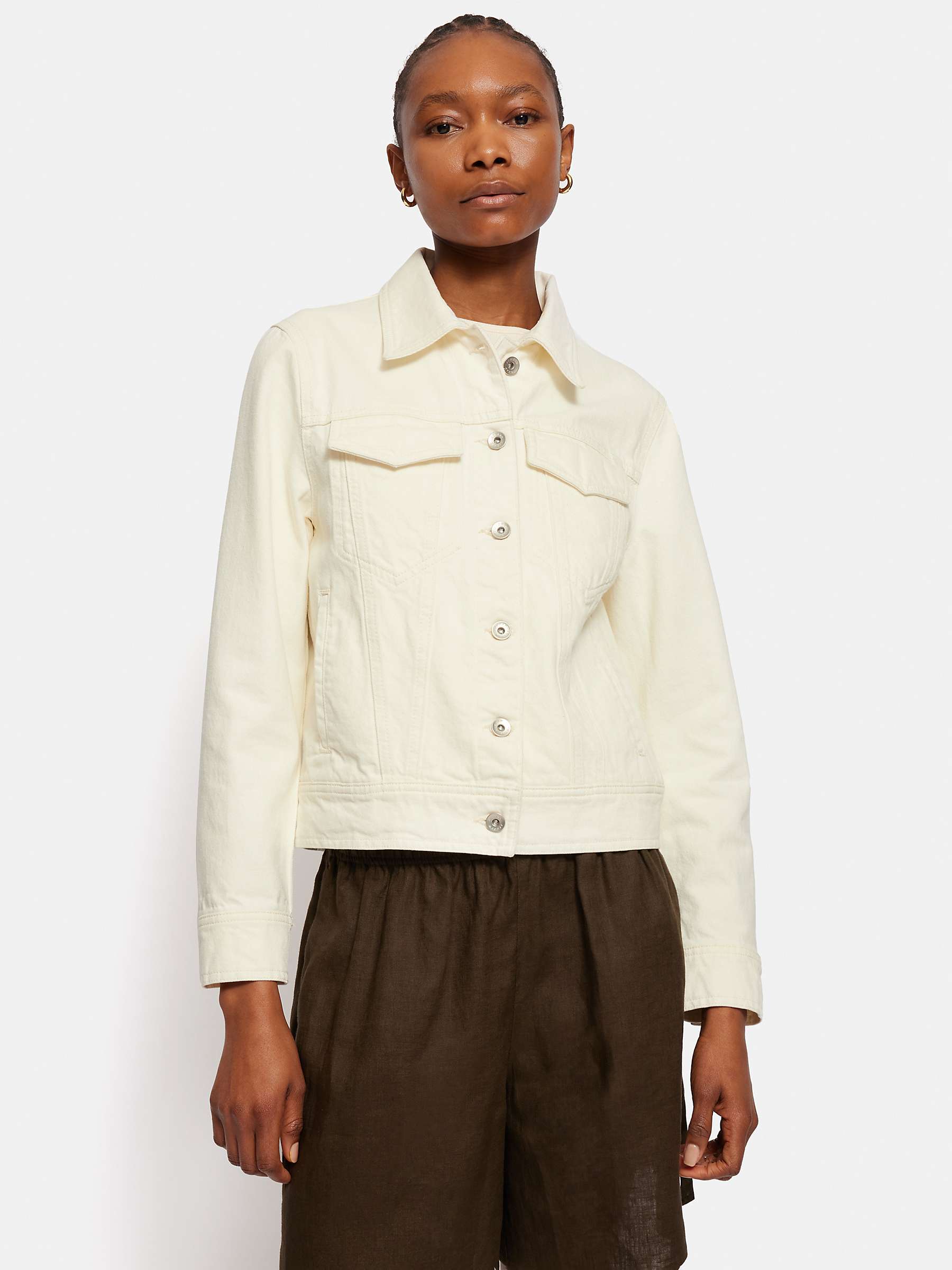 Buy Jigsaw Cotton Denim Jacket, Ecru Online at johnlewis.com