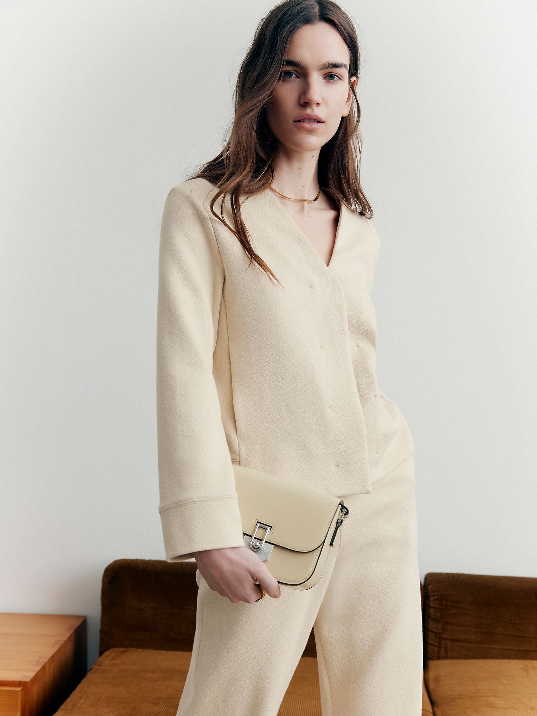 Buy Jigsaw Heavy Crepe Short Jacket, Cream Online at johnlewis.com