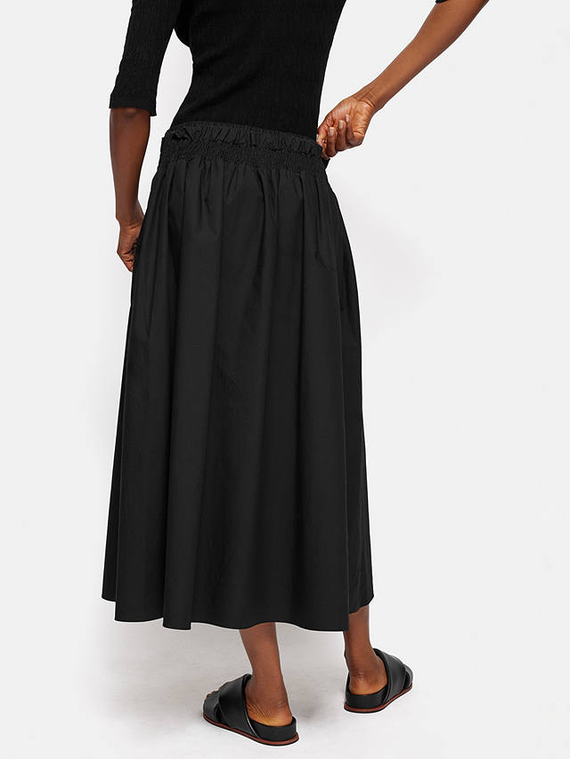 Jigsaw Cotton Poplin Midi Skirt, Black