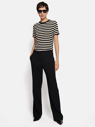 Jigsaw Cotton Stripe T-Shirt, Black/Ecru