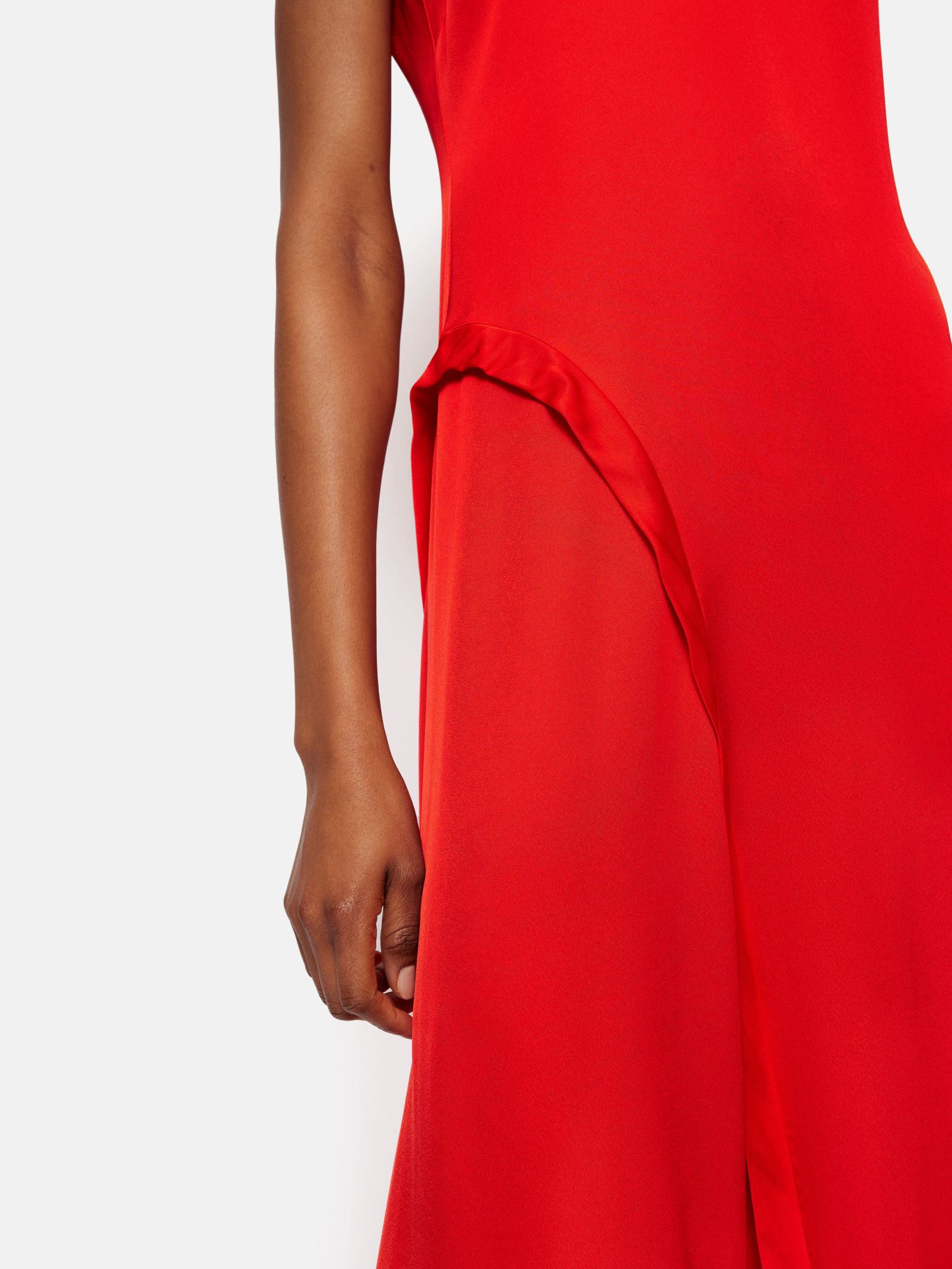 Jigsaw Sleeveless Asymmetric Midi Dress, Red, 12