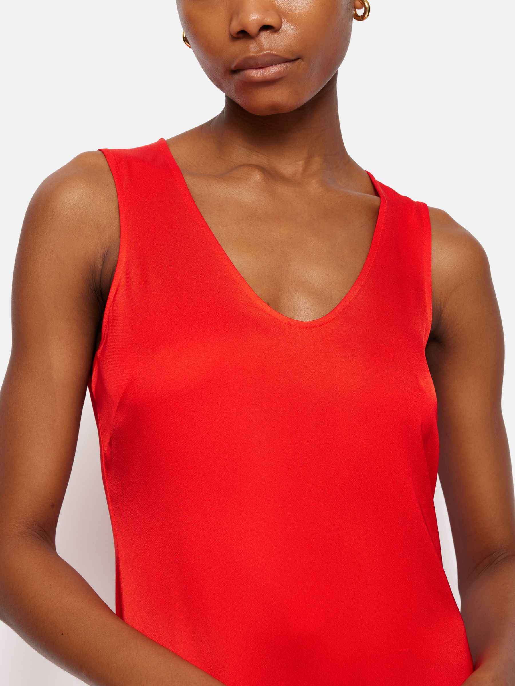 Jigsaw Sleeveless Asymmetric Midi Dress, Red, 10