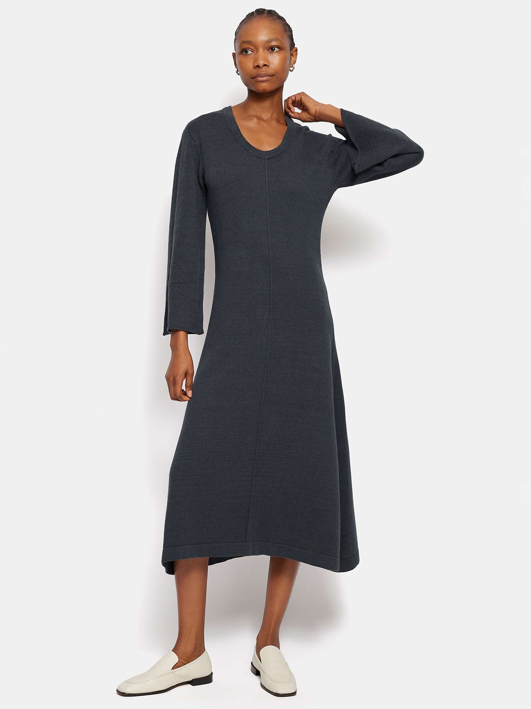 Buy Jigsaw Linen Cotton Blend Midi Dress, Navy Online at johnlewis.com