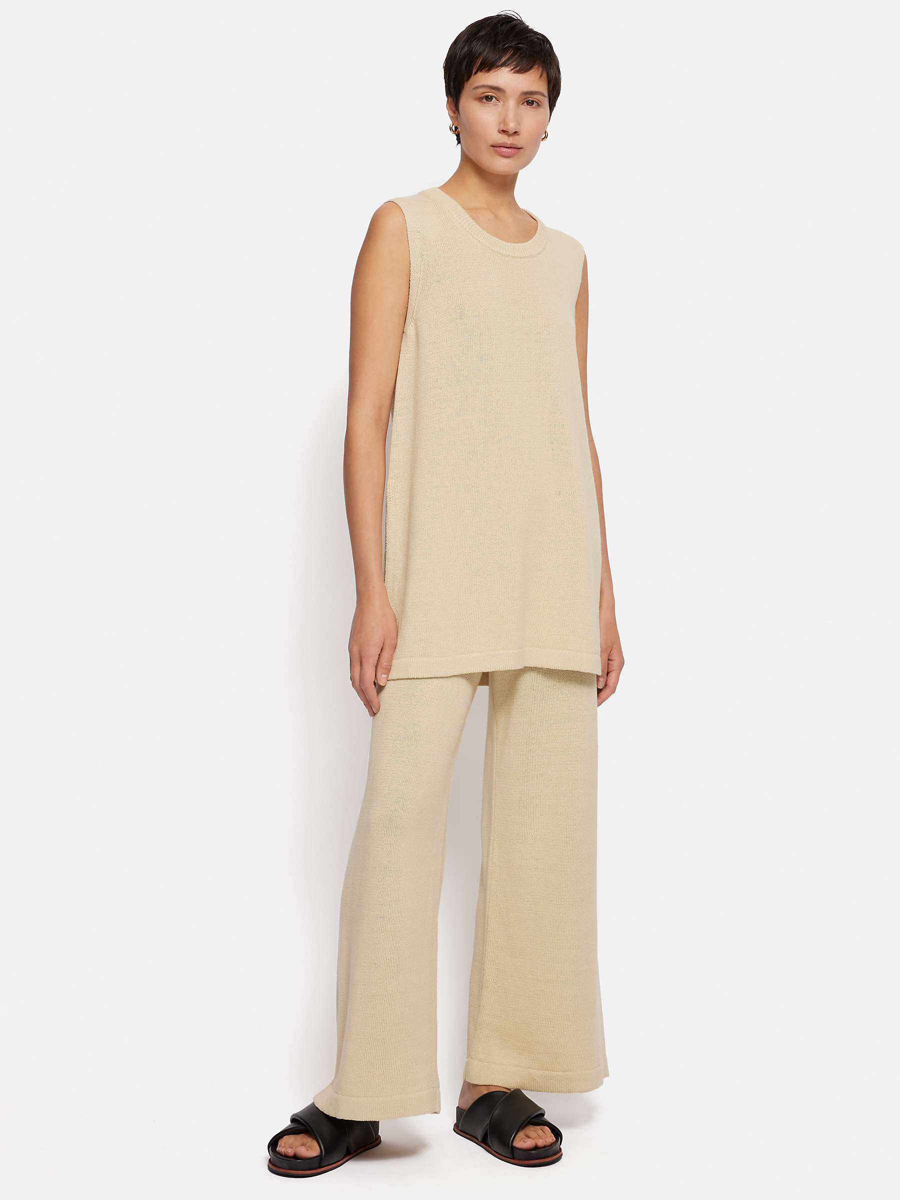 Buy Jigsaw Linen Cotton Blend Knitted Pull-On Trousers Online at johnlewis.com