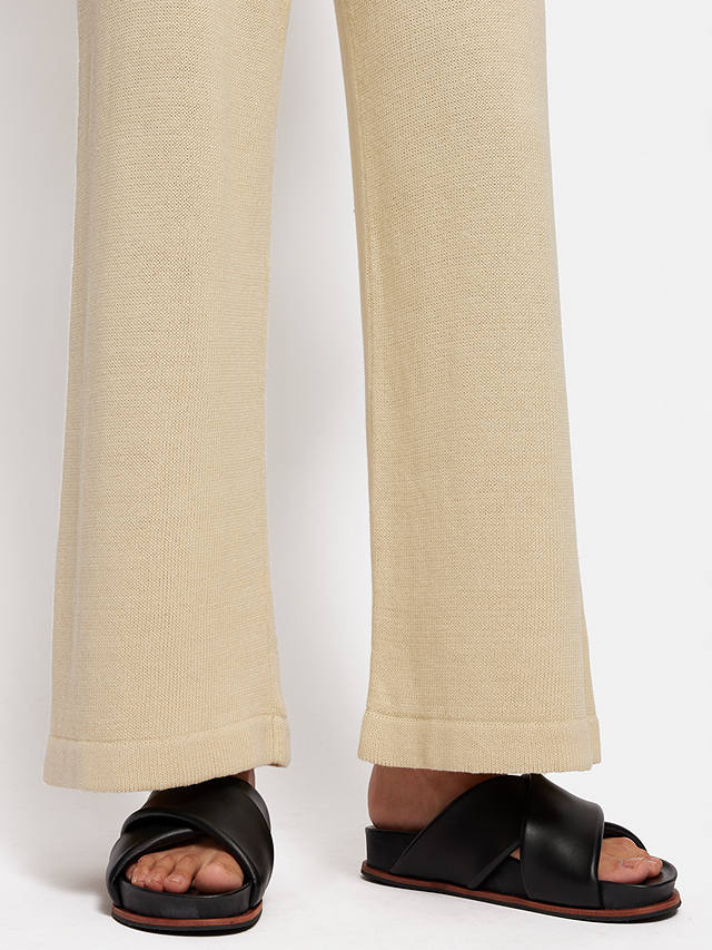 Jigsaw Linen Cotton Blend Knitted Pull-On Trousers, Cream