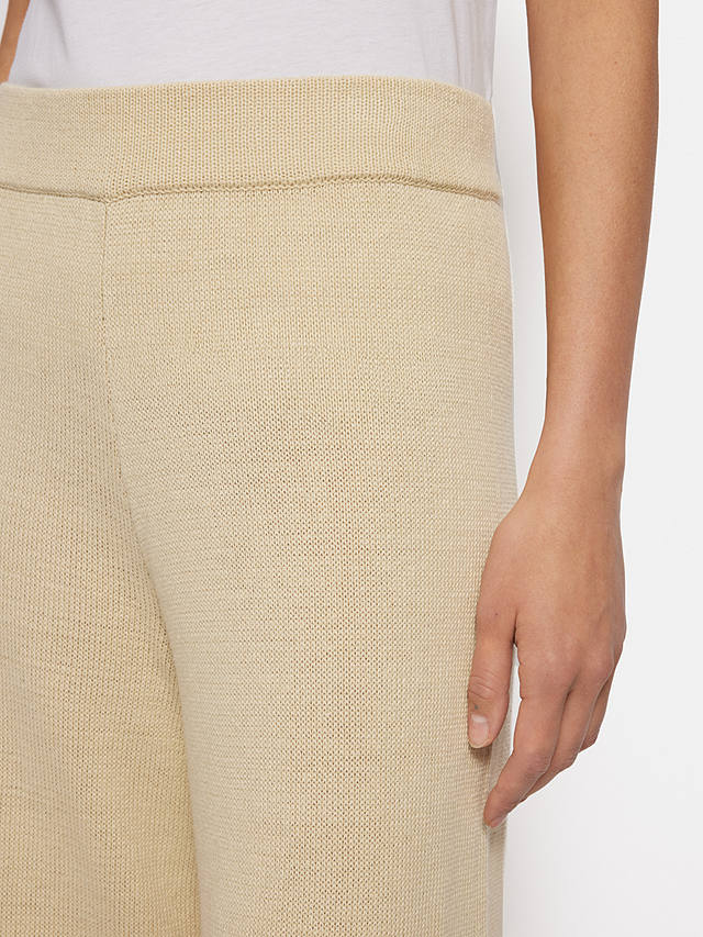Jigsaw Linen Cotton Blend Knitted Pull-On Trousers, Cream