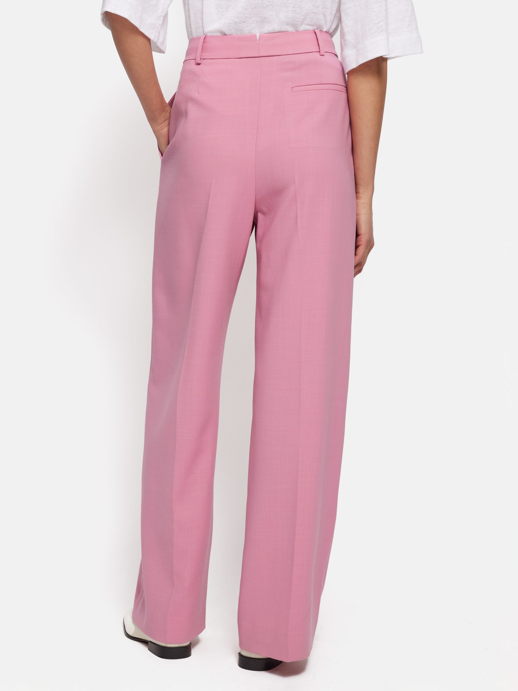 Jigsaw Nik Fluid Twill Trousers, Pink, 6
