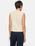 Jigsaw Cotton Wool Blend Rib Knit Button Up Tank Top, Ivory