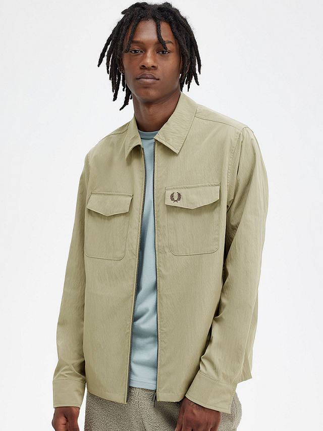Fred Perry Zip Overshirt, Warm Grey