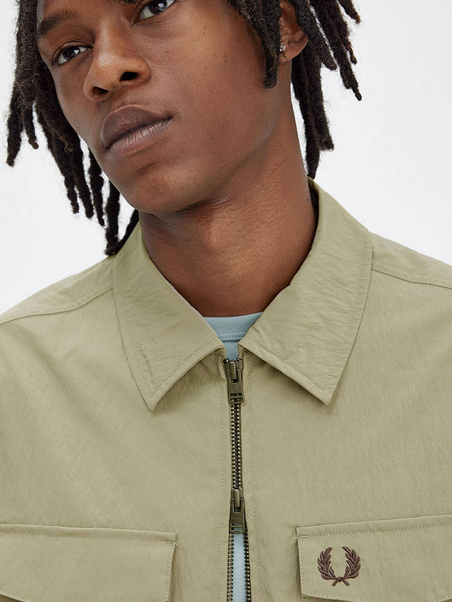 Fred Perry Zip Overshirt, Warm Grey