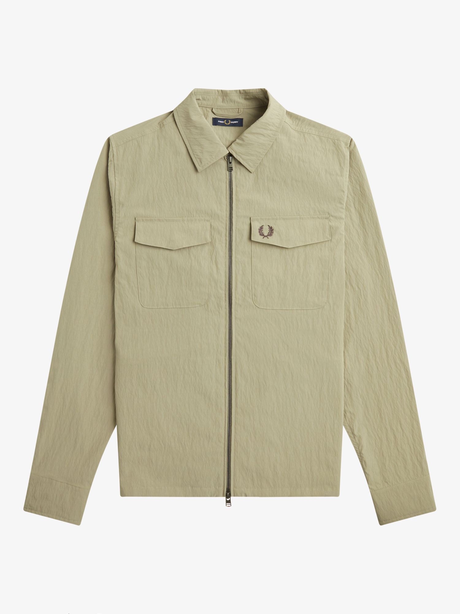 Buy Fred Perry Zip Overshirt, Warm Grey Online at johnlewis.com