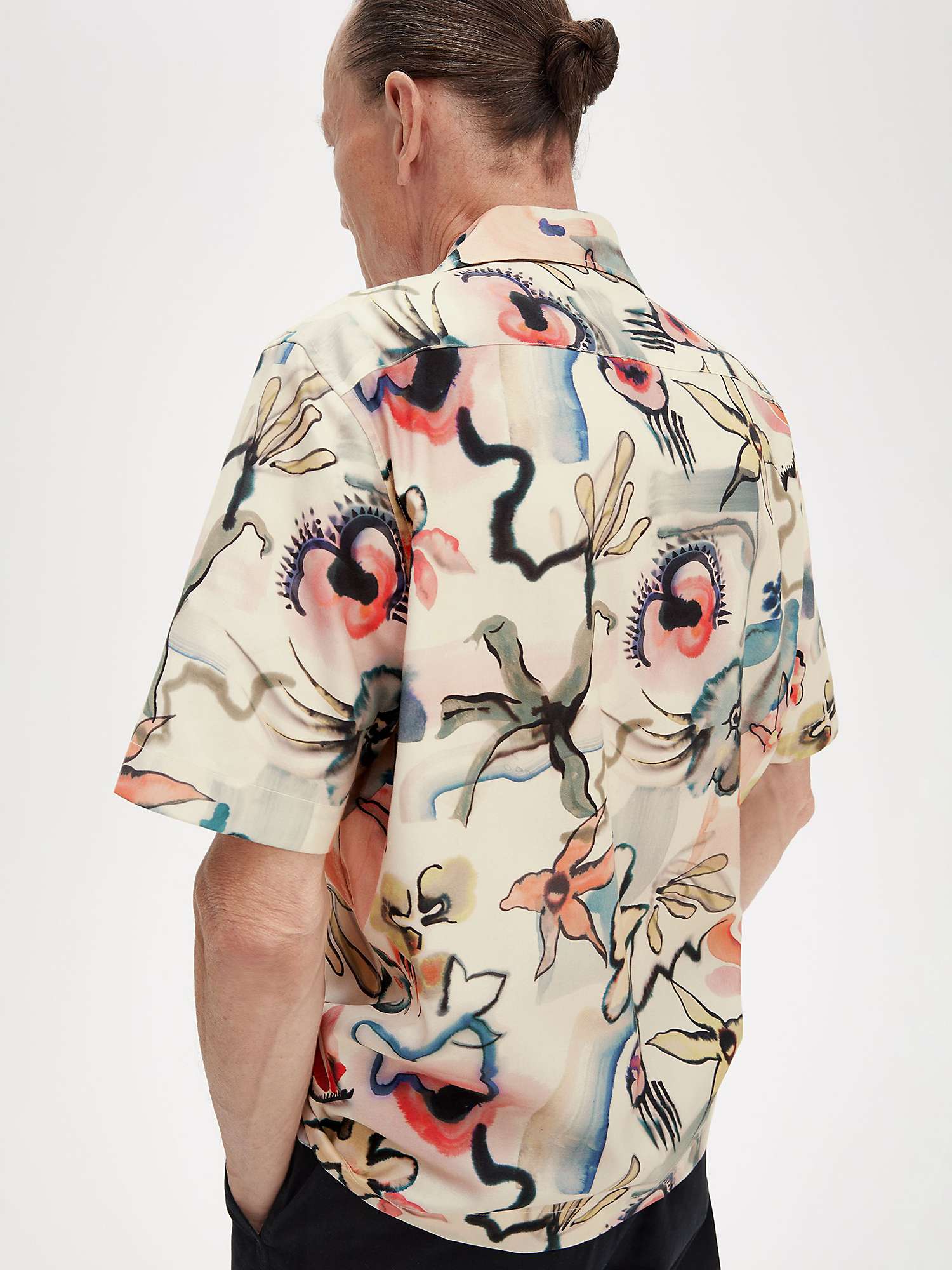 Buy Fred Perry Floral Print Short Sleeve Shirt, Peach/Multi Online at johnlewis.com