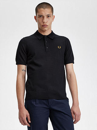 Fred Perry Wool Blend Classic Knitted Polo Shirt, Navy