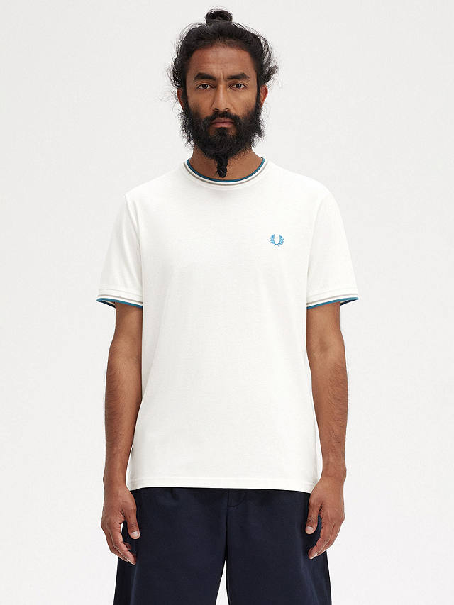 Fred Perry Twin Tipped Crew Neck T-Shirt, White/Blue