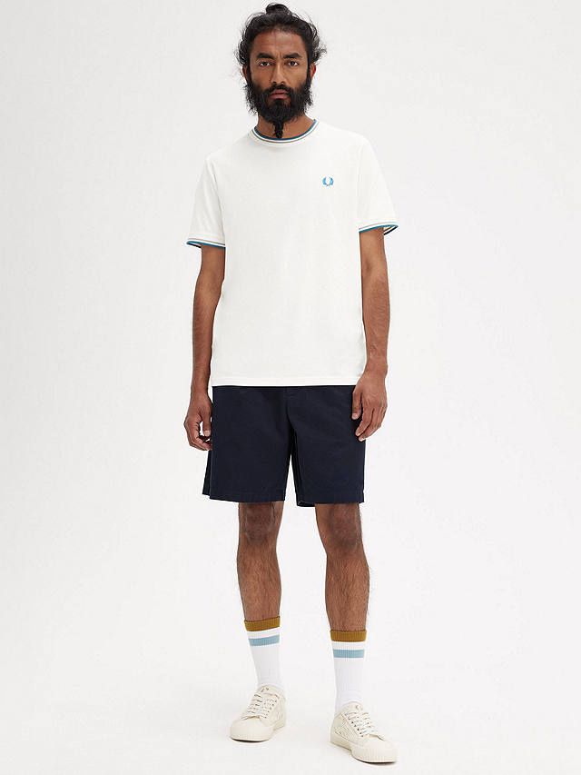 Fred Perry Twin Tipped Crew Neck T-Shirt, White/Blue