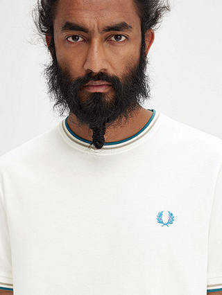 Fred Perry Twin Tipped Crew Neck T-Shirt, White/Blue