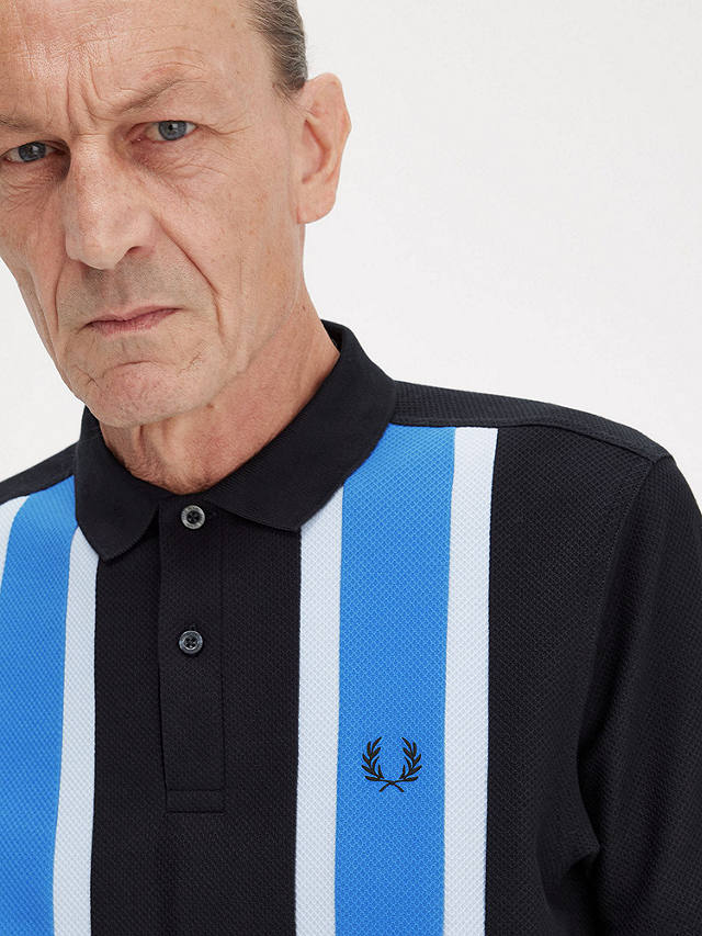 Fred Perry Mesh Relax Polo Shirt, Black/Blue