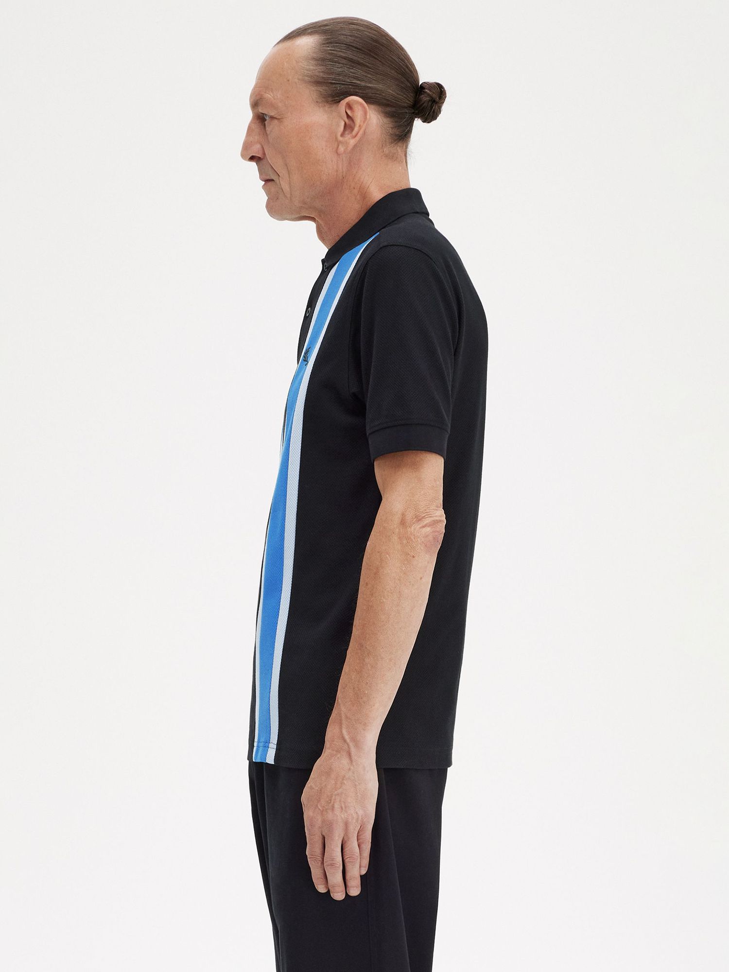 Fred Perry Mesh Relax Polo Shirt, Black/Blue, XXL