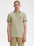 Fred Perry The Twin Tipped Short Sleeve T-Shirt, Warm Grey/Black