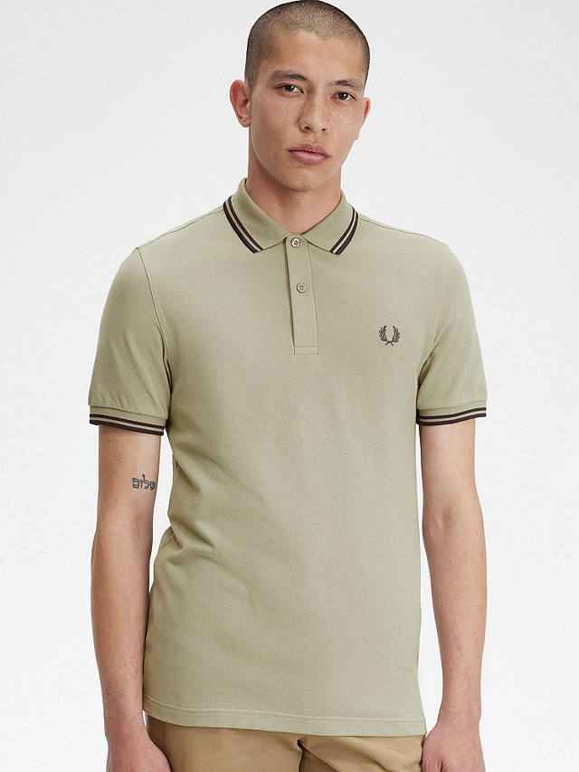 Fred Perry The Twin Tipped Short Sleeve T-Shirt, Warm Grey/Black