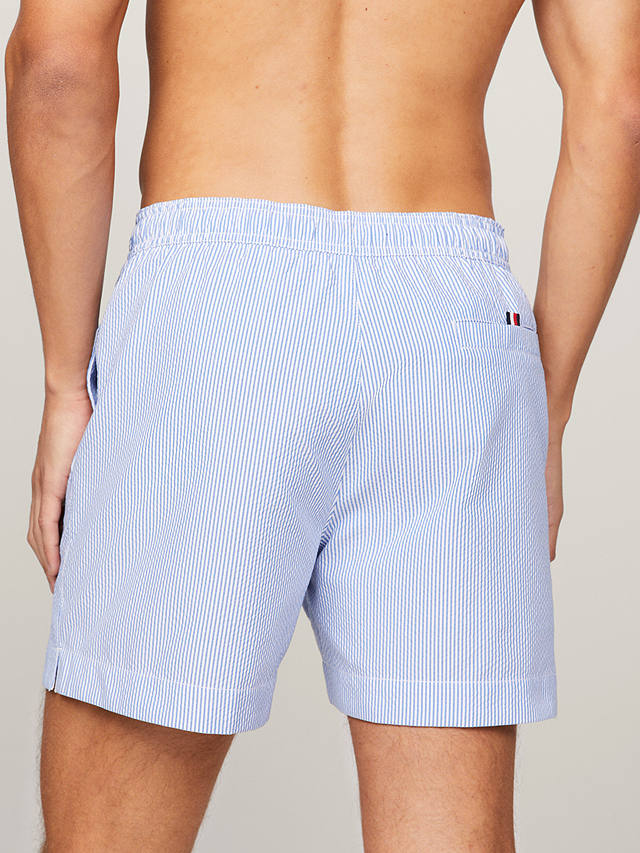 Tommy Hilfiger Pinstripe Swim Shorts, White/Blue