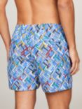 Tommy Hilfiger Drawstring Print Swim Shorts, Blue/Multi