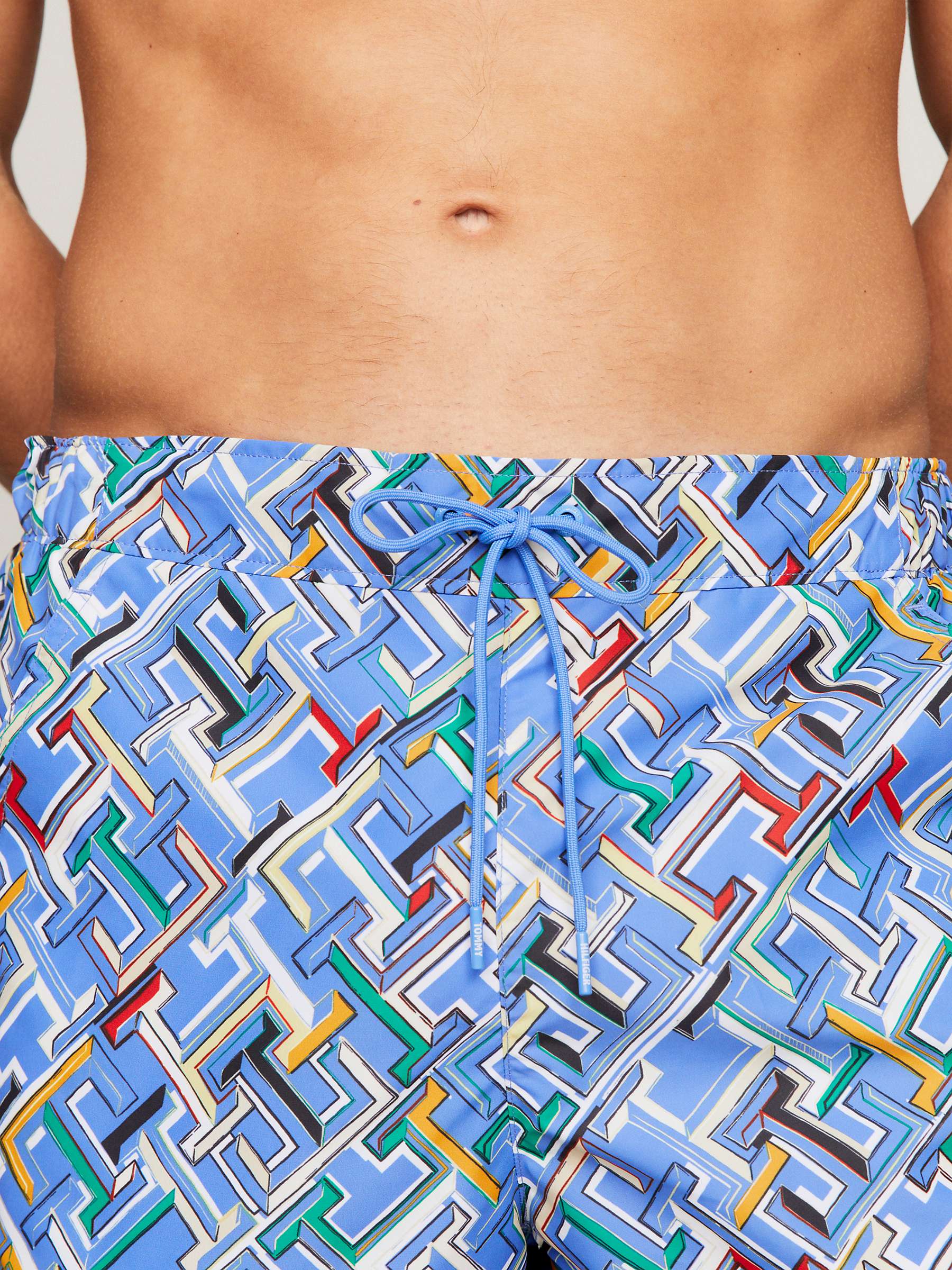Buy Tommy Hilfiger Drawstring Print Swim Shorts, Blue/Multi Online at johnlewis.com