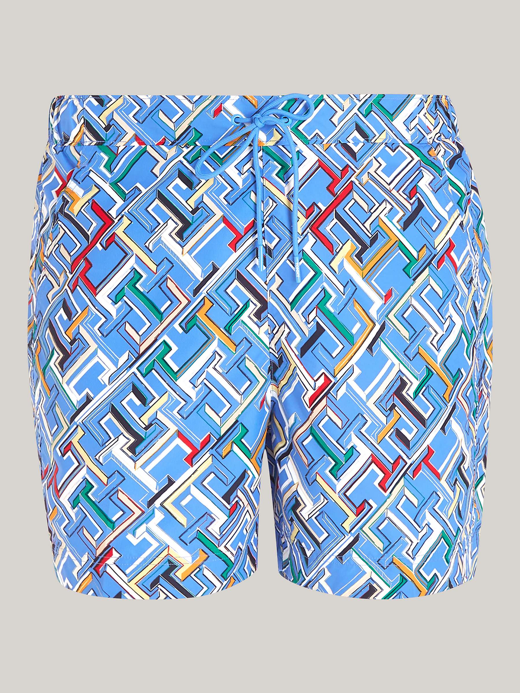 Buy Tommy Hilfiger Drawstring Print Swim Shorts, Blue/Multi Online at johnlewis.com