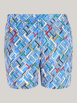 Tommy Hilfiger Drawstring Print Swim Shorts, Blue/Multi