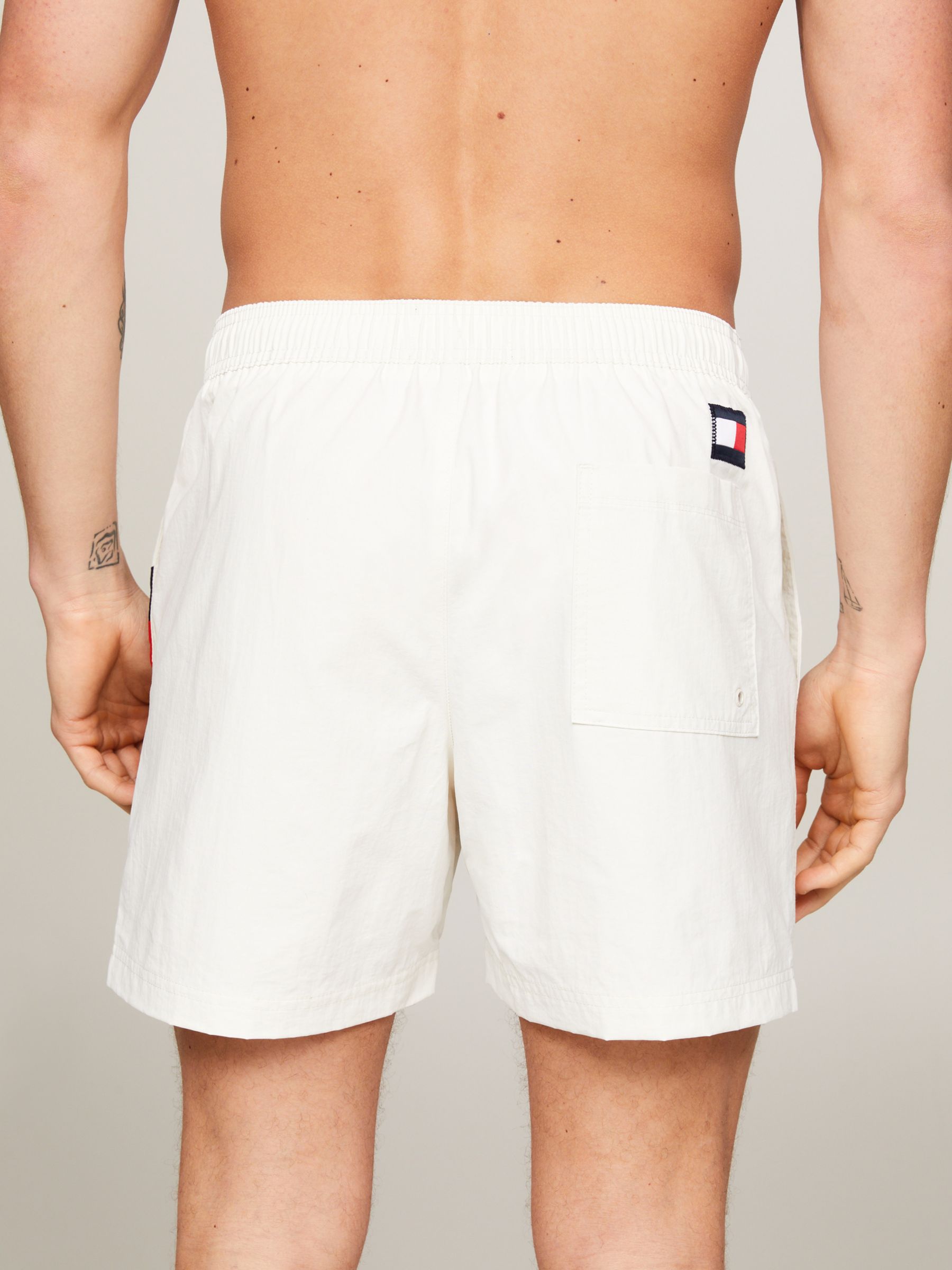 Tommy Hilfiger Iconic Flag Drawstring Swim Shorts, Ivory/Multi, L