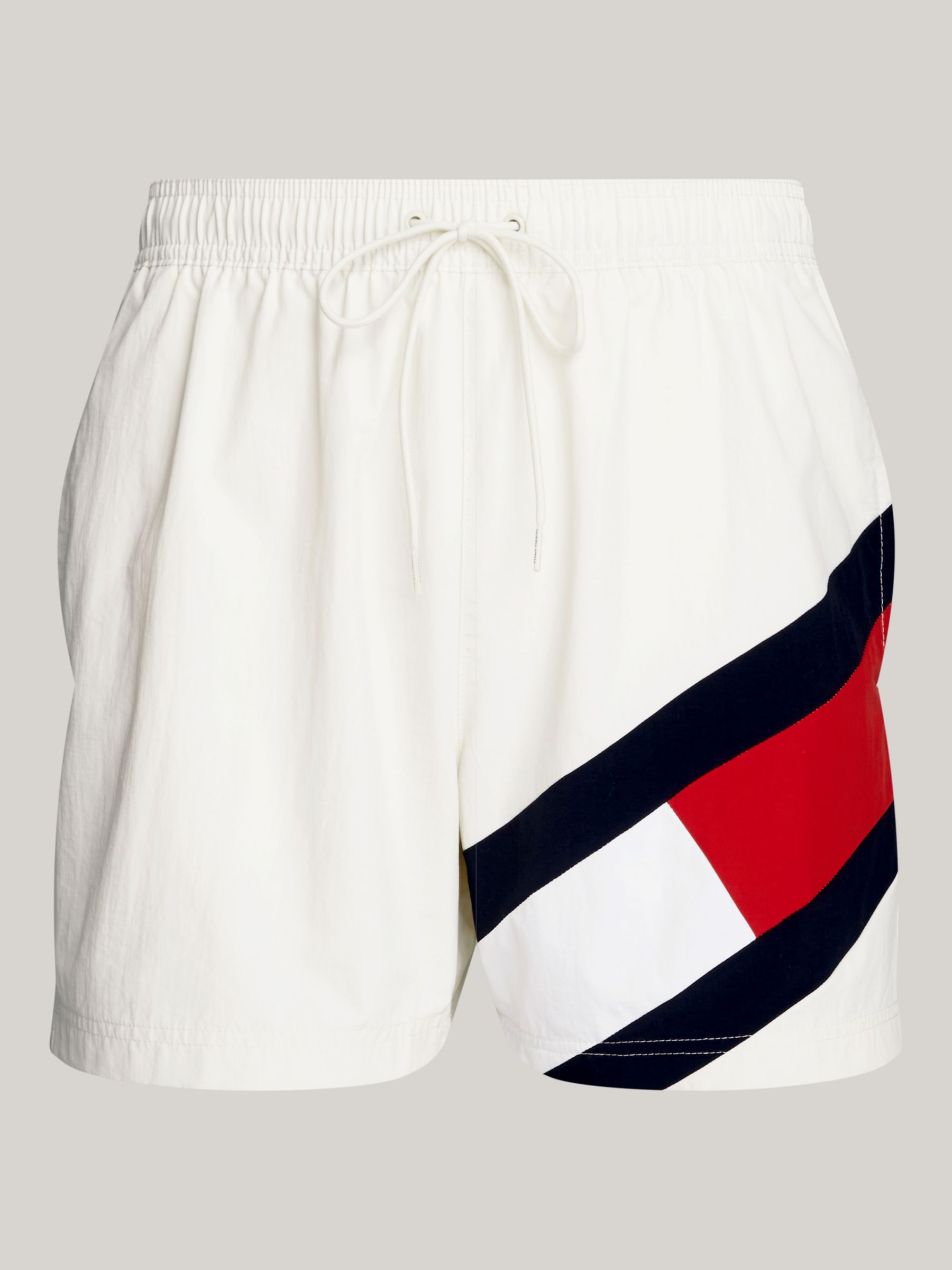 Tommy Hilfiger Iconic Flag Drawstring Swim Shorts, Ivory/Multi, L