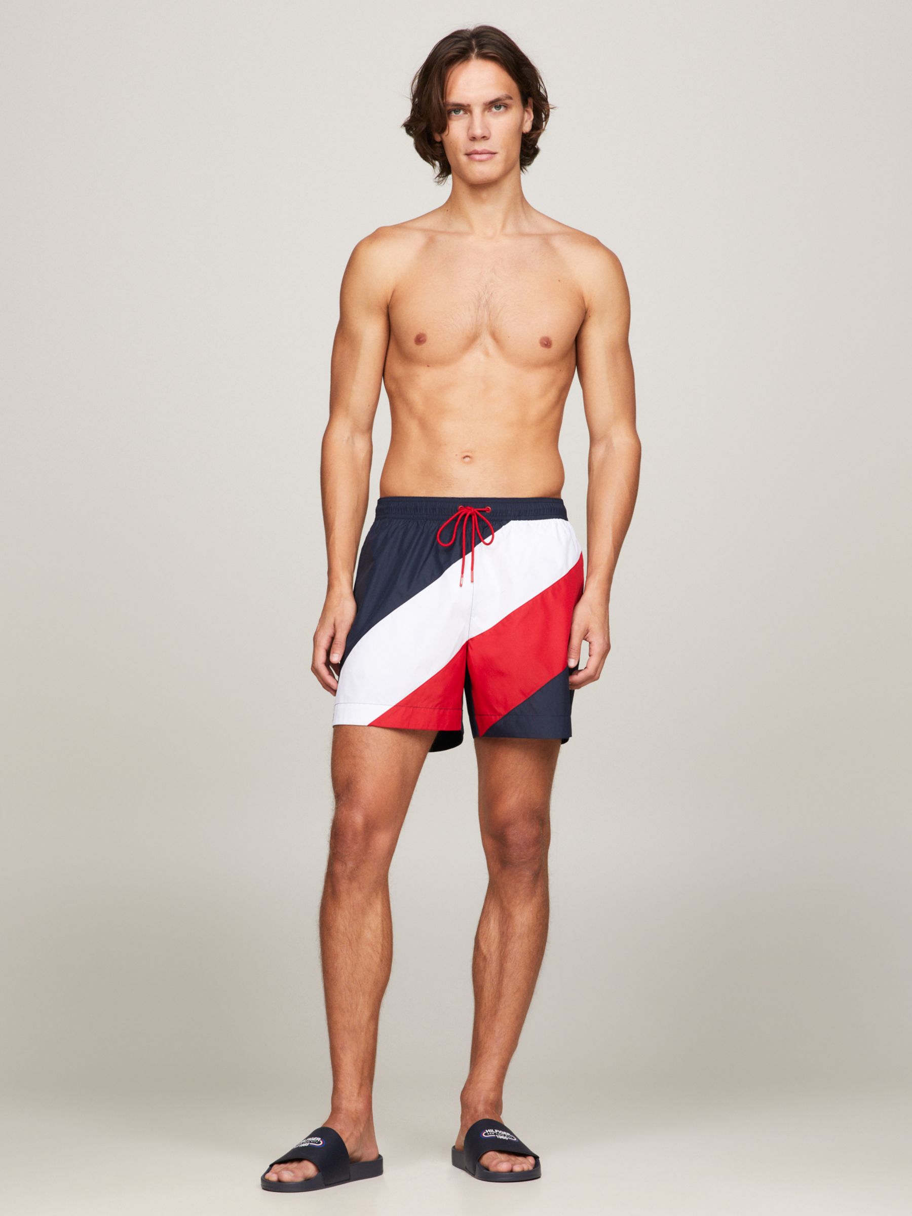 Buy Tommy Hilfiger Flag Swim Shorts, Blue/Multi Online at johnlewis.com