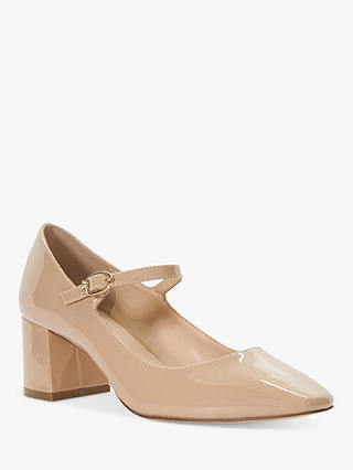 Dune Aleener Patent Mary Jane Shoes, Nude