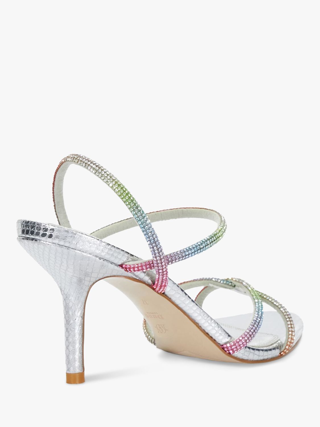 Buy Dune Miraculous Embellished Strap Stiletto Heel Sandals, Silver/Multi Online at johnlewis.com