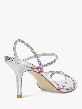 Dune Miraculous Embellished Strap Stiletto Heel Sandals, Silver/Multi