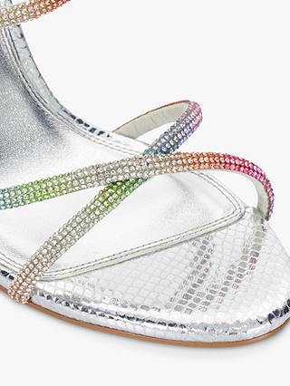 Dune Miraculous Embellished Strap Stiletto Heel Sandals, Silver/Multi