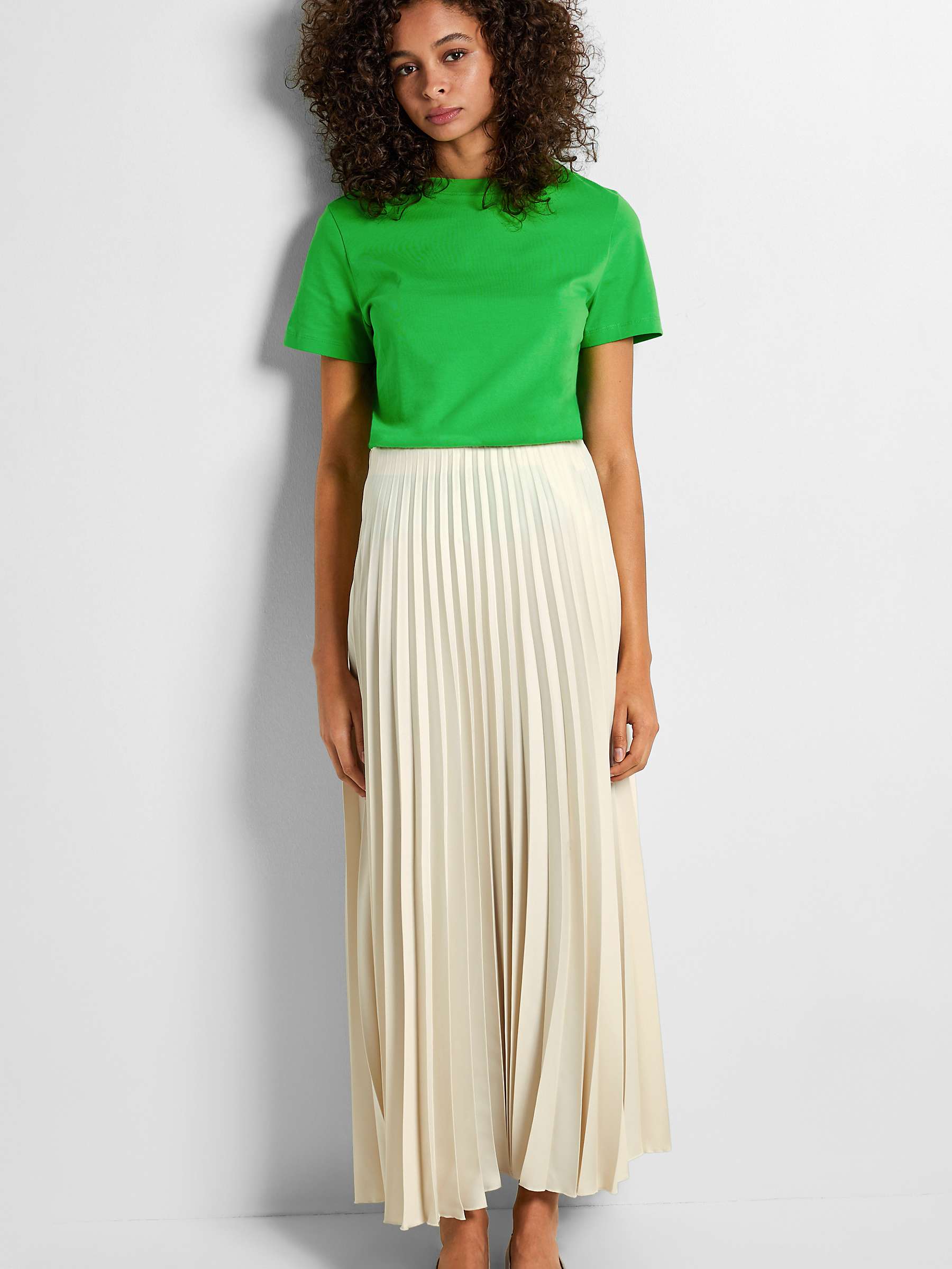 Buy SELECTED FEMME Pleated Midi Skirt, Birch Online at johnlewis.com