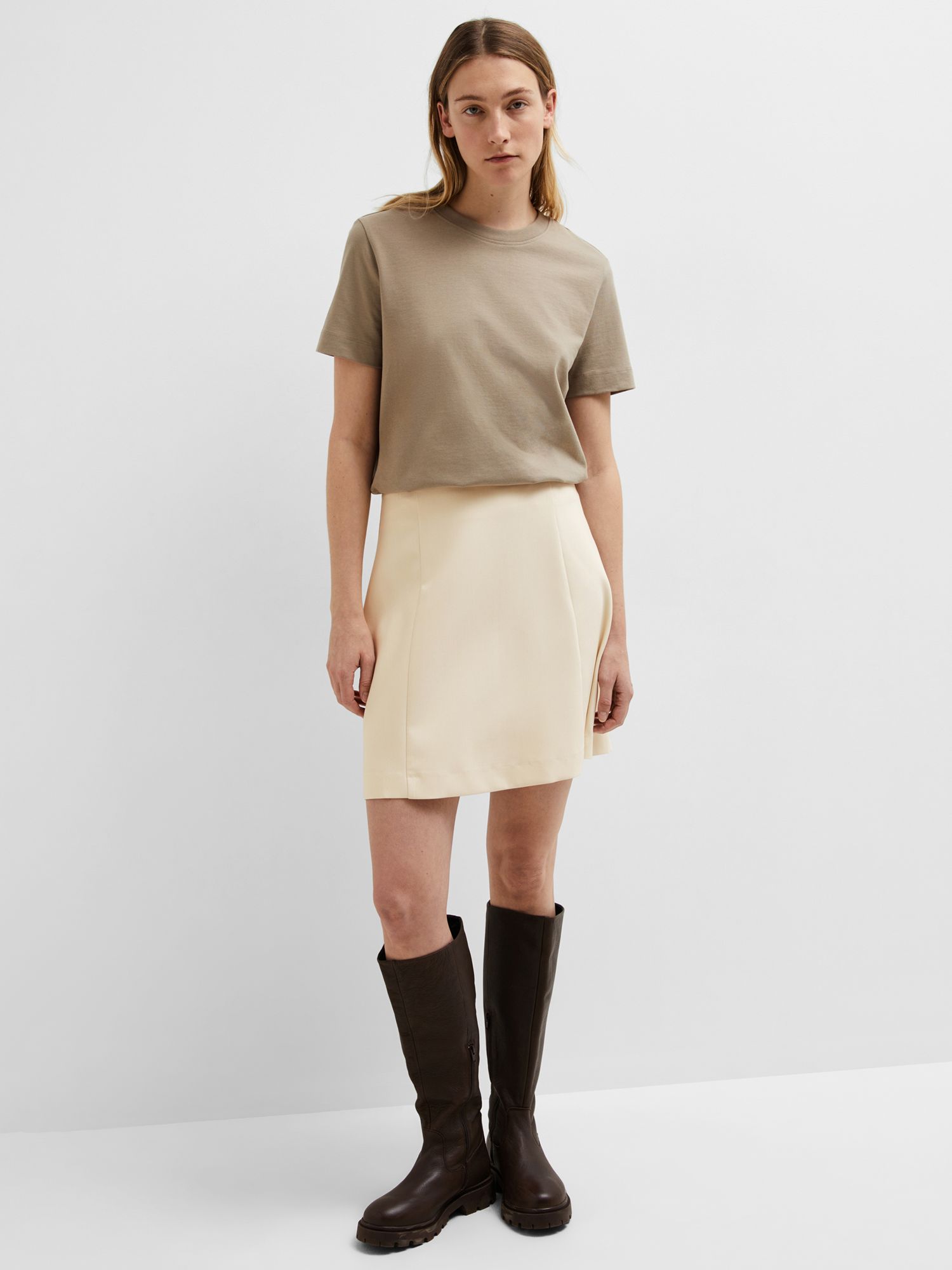 Buy SELECTED FEMME Rita Mini Skirt, Birch Online at johnlewis.com