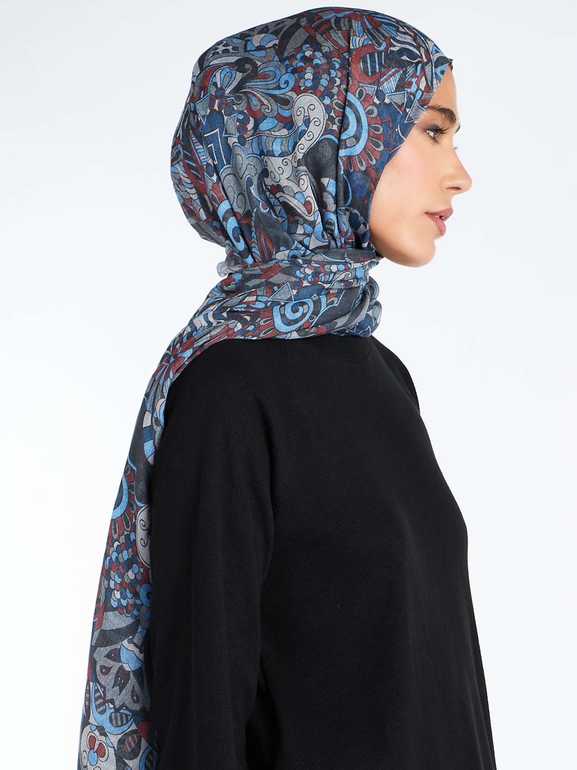 Buy Aab Abstract Print Hijab, Blues Online at johnlewis.com