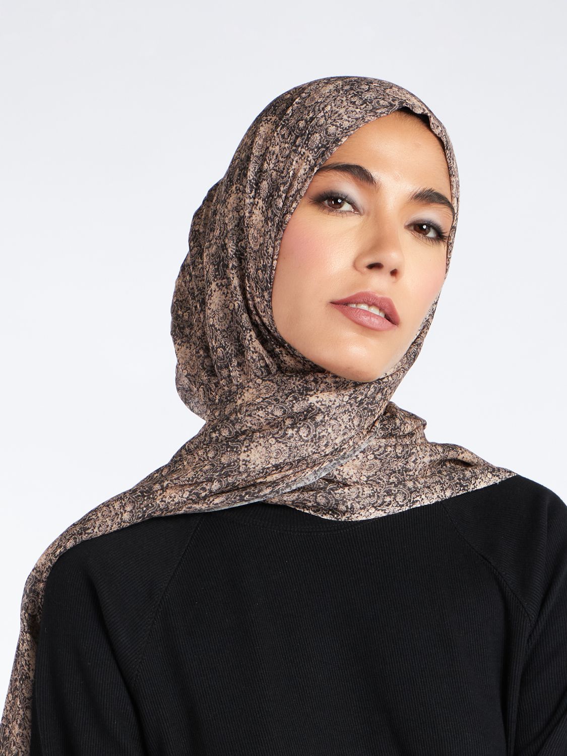 Aab Lace Print Hijab, Natural, One Size