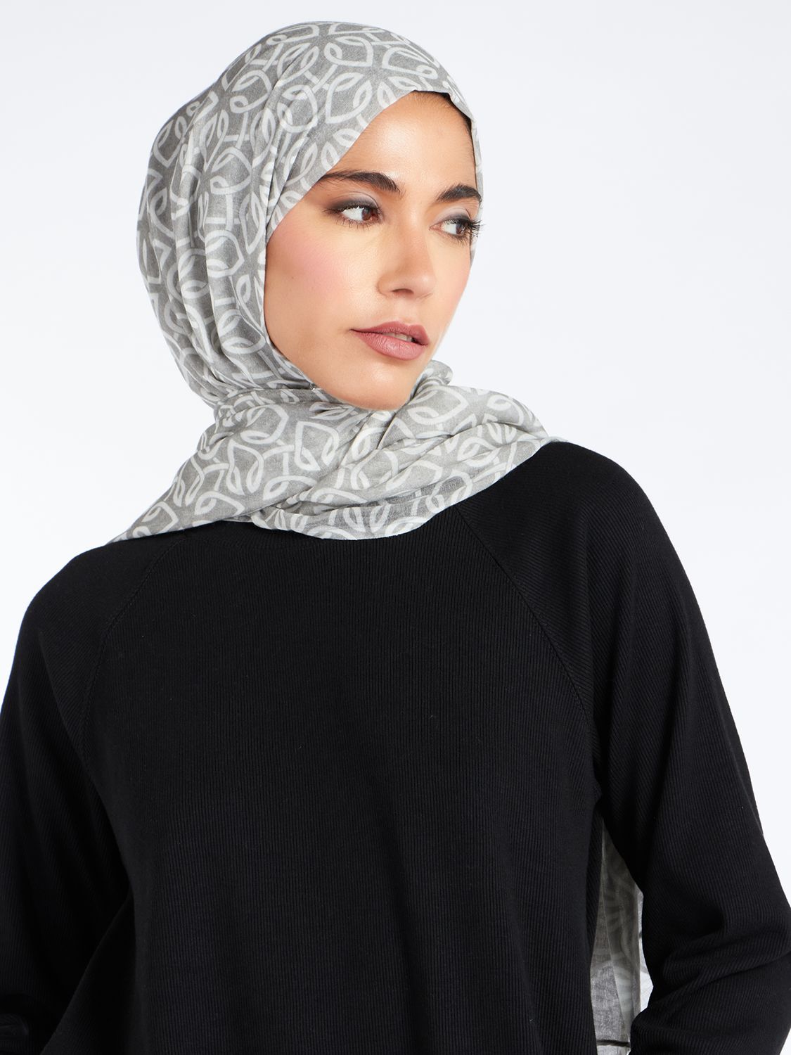 Aab Namat Abstract Print Hijab, Grey/Multi, One Size