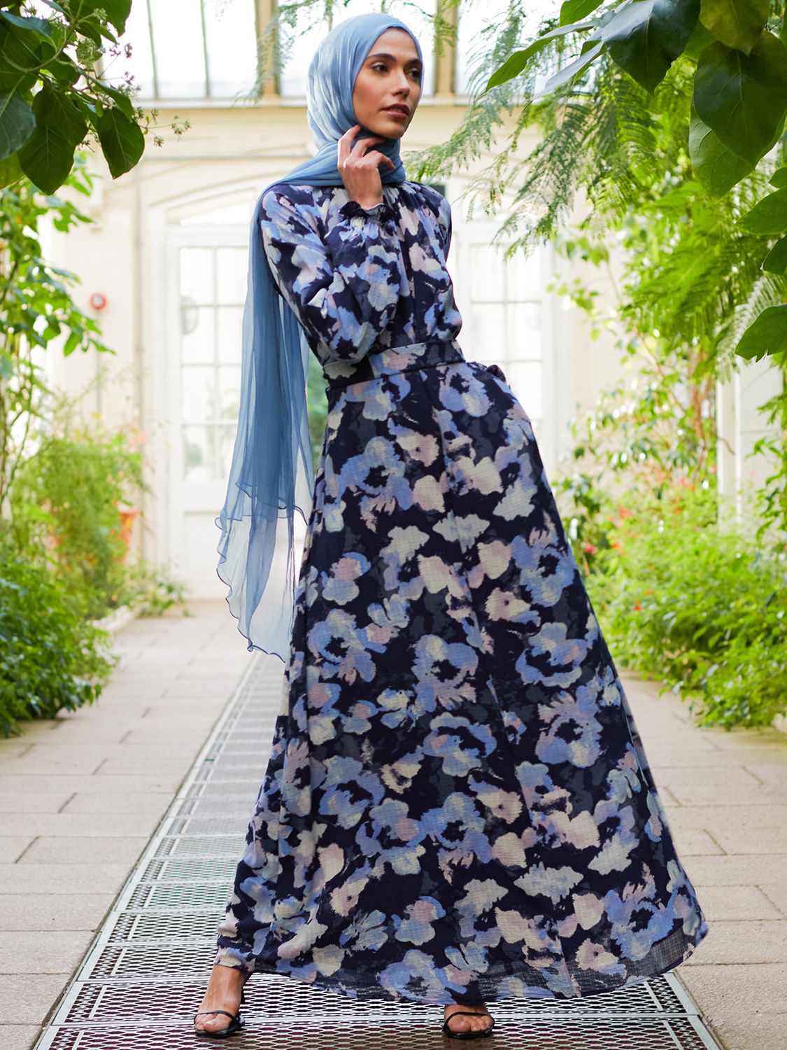Buy Aab Iris Haynei Floral Print Maxi Dress, Blue/Multi Online at johnlewis.com