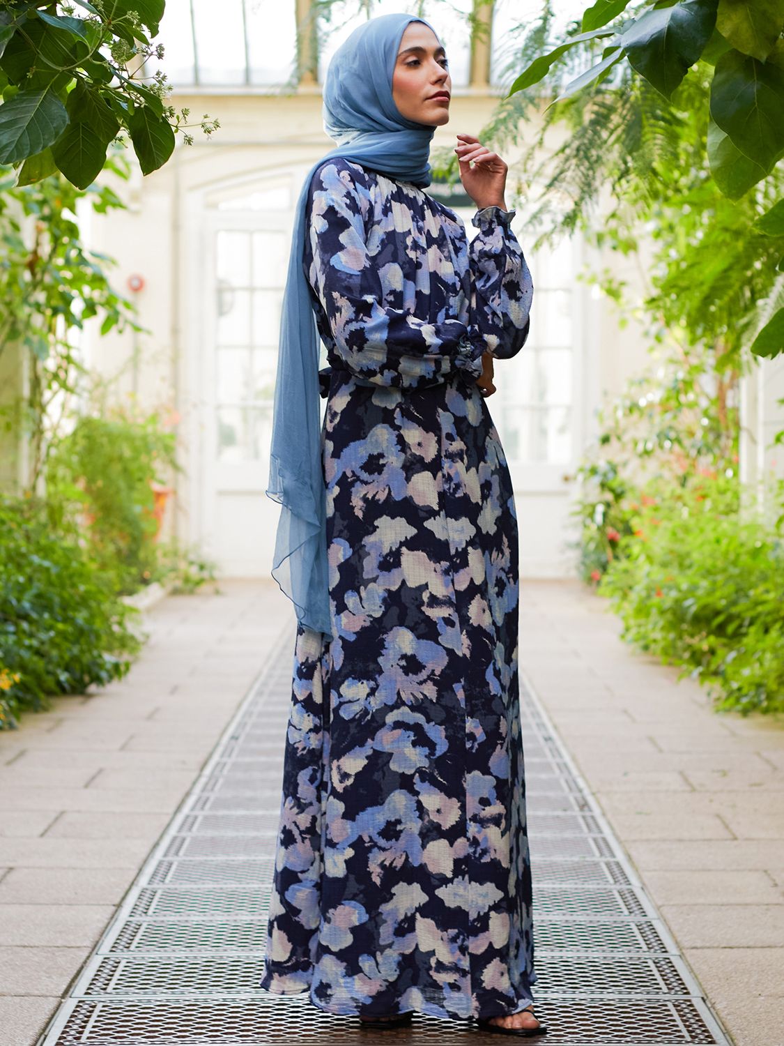 Buy Aab Iris Haynei Floral Print Maxi Dress, Blue/Multi Online at johnlewis.com