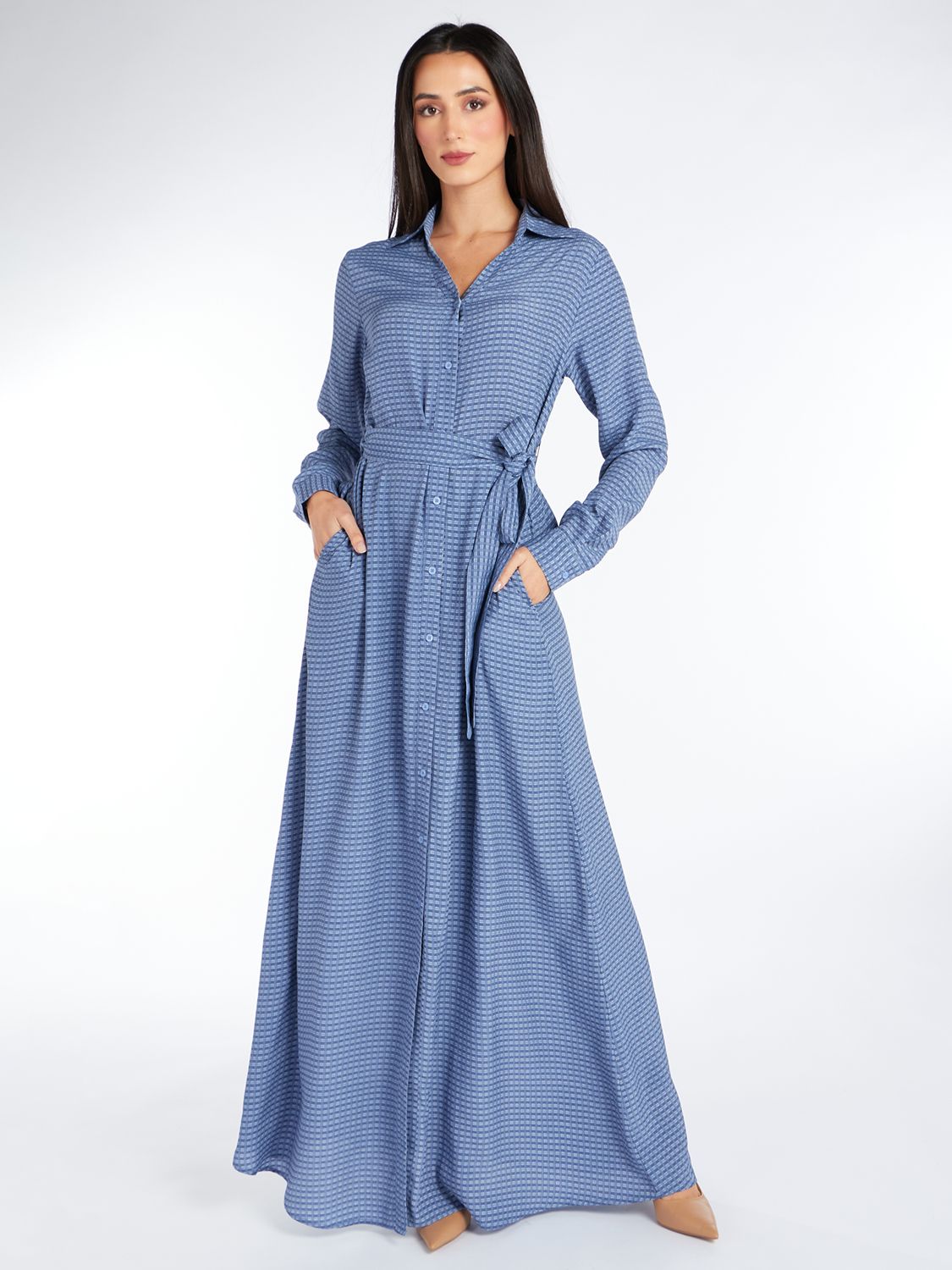 Aab Jacquard Print Maxi Dress, Blue, S Regular